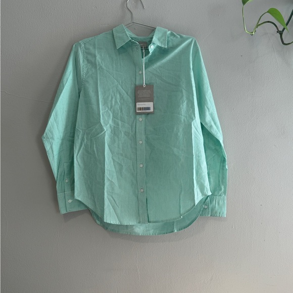 NWT Everlane Mint Pinstripe Oversized Cotton Button Up - Picture 5 of 7